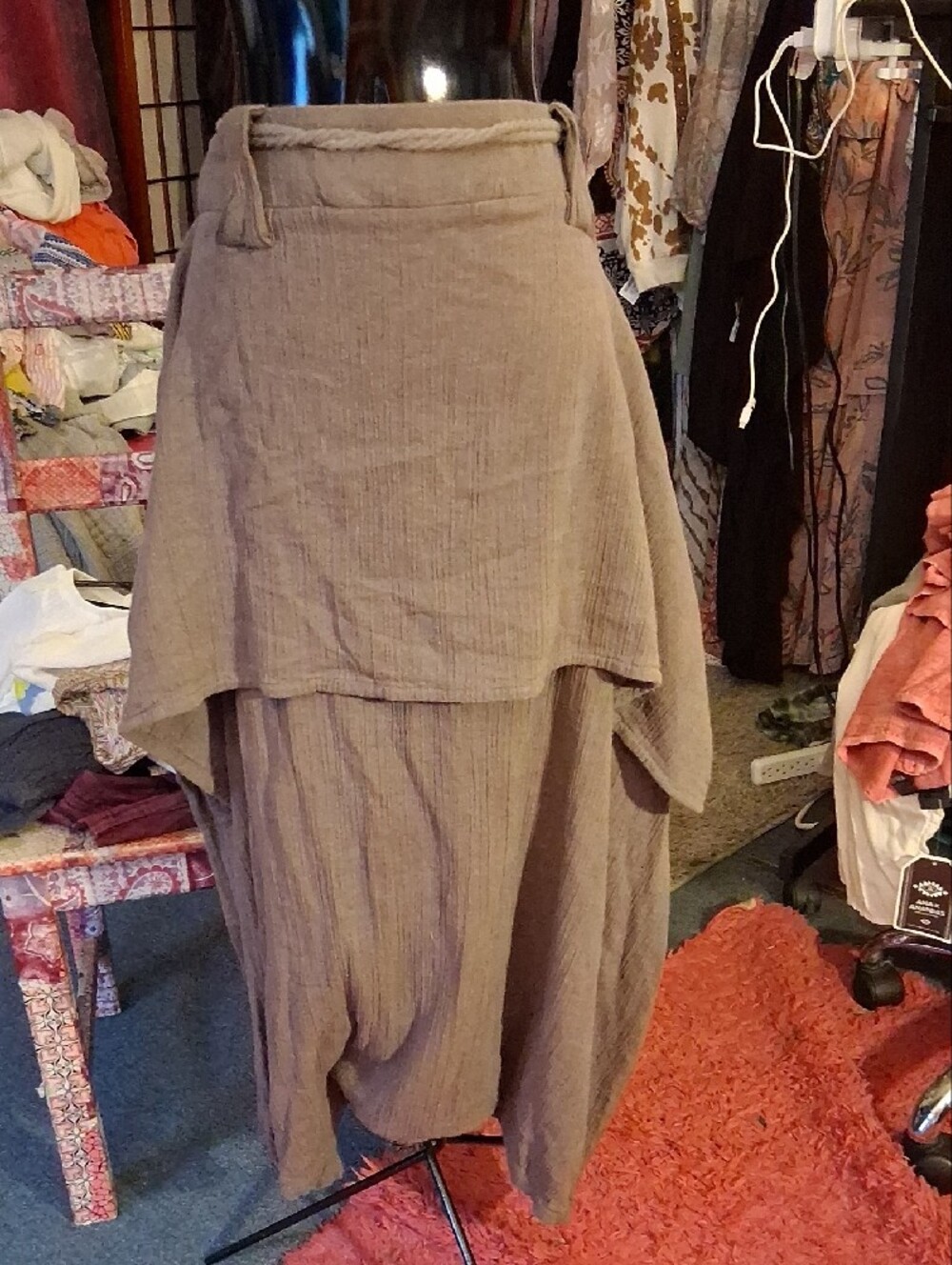 Women's Layered Wrap Midi Skirt - Taupe